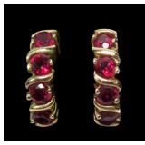 Sterling silver gold wash lab ruby hinged huggie