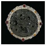 Sajen sterling silver carved Asian pin/pendant