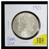 1921 Morgan dollar, gem BU