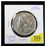 1886 Morgan dollar, gem BU