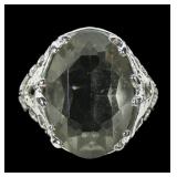 Sterling silver oval cut grey/green stone ring in