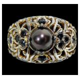 Sterling silver and gold wash domed lattice