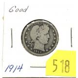 1914 Barber quarter