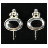 Sterling silver lever back black onyx earrings