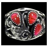 Sterling silver dentil set pear shape 3-stone pink