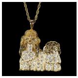 Gold plated sterling silver Pekinese dog pendant