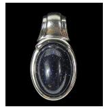 Sterling silver bezel set blue goldstone pendant