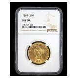 1893 $10 Gold Liberty Eagle NGC slab certified