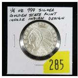 .999 Silver 1/4 oz. Indian Head round, Golden