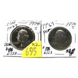 x2- 1974-S Proof Washington quarters-x2 -quarters