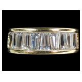 14K Yellow gold channel set CZ baguette band ring,