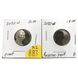x2- 2020-W nickel varieties, Unc. -x2 coins- Sold