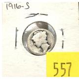 1916-S Mercury dime