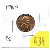 1946-S Lincoln cent, Unc.
