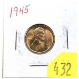 1945 Lincoln cent, Unc.