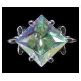 Sterling silver mixed square cut mystic glazed