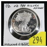 .999 Silver 1/2 oz. Walking Liberty round, Apmex