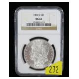 1883-O Morgan dollar NGC slab certified MS-63
