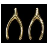 14K Yellow gold wishbone post earrings, 0.6 grams