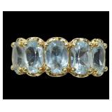 Sterling silver gold wash oval cut 5-stone blue