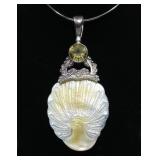 Sajen sterling silver carved peacock mother of