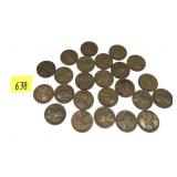 Lot, wheat cents, 24 pcs.