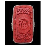 Sajen sterling silver large bezel set cinnabar