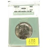 1970-D Kennedy half dollar NTC slab certified