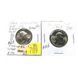 x2- 1965 Washington quarters S.M.S. Unc. -x2
