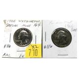 x2- 1966 Washington quarters S.M.S. Unc. -x2