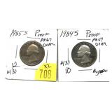 x2- Proof Washington quarters: 1984-S, 1985-S -x2