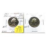 x2- 1967 Washington quarters S.M.S. Unc. -x2