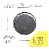 1864 2-cent piece