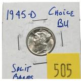1945-D Mercury dime, BU
