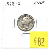 1927-S Mercury dime