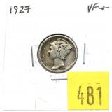 1927 Mercury dime