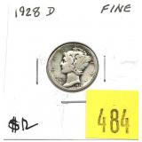 1928-D Mercury dime