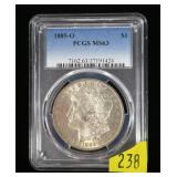 1885-O Morgan dollar PCGS slab certified MS-63