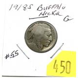 1918-S Buffalo nickel, restored date