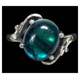Sterling silver pretty blue paua ring in bypass