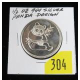 .999 Silver 1/2 oz. Panda round