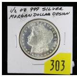 .999 Silver 1/2 oz. Morgan dollar round