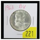 1963 Franklin half dollar, BU