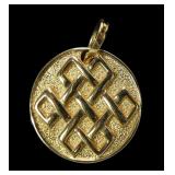 18K Yellow gold pendant, approx. 1" diameter,