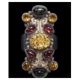 Sajen sterling silver bezel set citrine, amber and