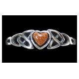 Sterling silver bezel set heart shape goldstone
