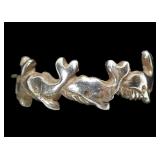Sterling silver happy whales band ring, size 6