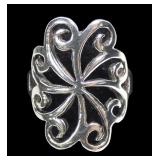 Sterling pinwheel lattice design ring, size 6