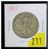 1947 Walking Liberty half dollar