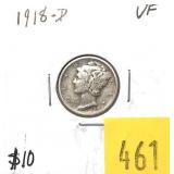 1918-D Mercury dime